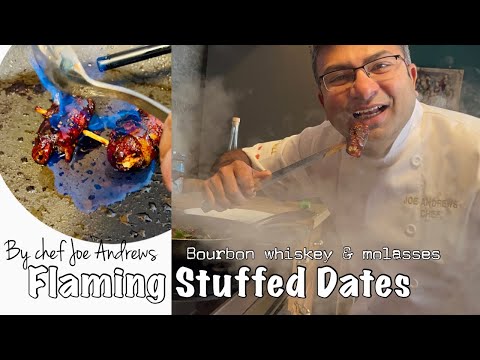 Stuffed Dates | Flambé Dates Bourbon Whiskey & Molasses | Bacon Wrapped Dates | Dates on Fire 🔥