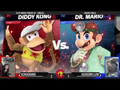 Elite Smash Friday #7 - AcaRa|BANG! (Diddy, Trainer) Vs. AcaRa|Mellow (Pichu, Dr. Mario, Wolf) - LF