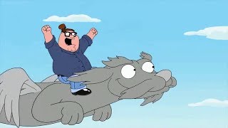 Peter Flies on Falkor The Dragon - Family Guy