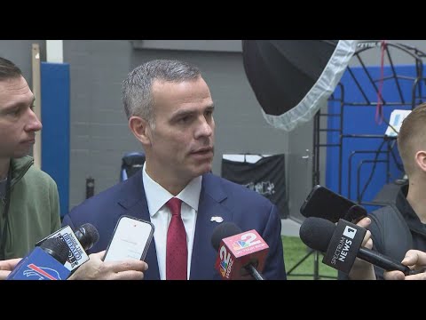 Bills GM/President Brandon Beane speaks to the press after coaching announcement