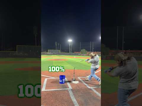 What effort level does it take to hit a home run?! #homerun #challenge #baseball￼ #fyp
