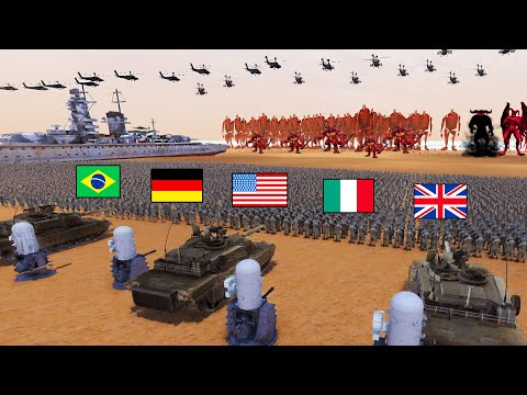 Every EARTH Army Defense VS 4.5 Million ALIENS! - UEBS 2: Ultimate Epic Battle Simulator 2