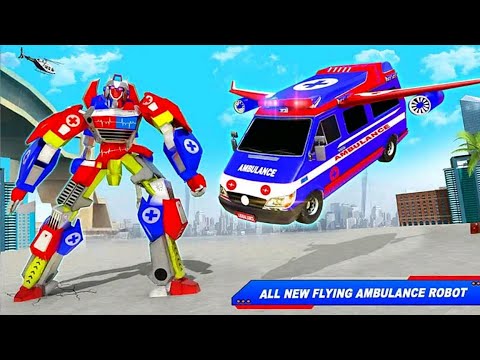 Flying Ambulance Robot Car Transform: Robot Game Rescue Simulator 21 #2 - Android Gameplay