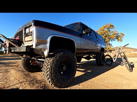Monster Squarebody Chevy Suburban Walk Around And Enduro Mountain Bike Trail Ride POV!