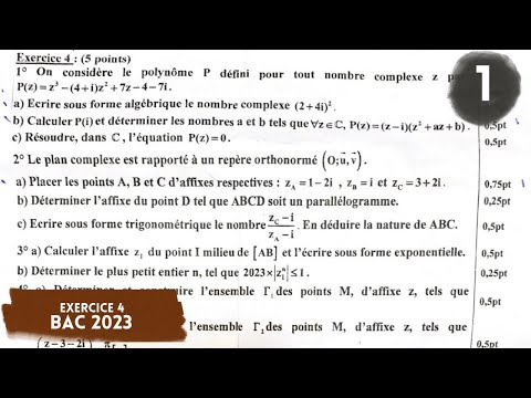 Bac d 2023 Mauritanie : correction d’exercice 4 partie 1