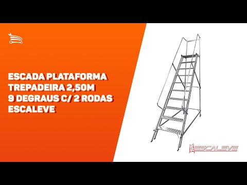 Escada Plataforma Trepadeira 4,0m 15 Degraus com 2 Rodas  - Video