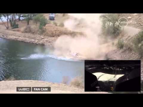 Car fills with water after Mex rally crash