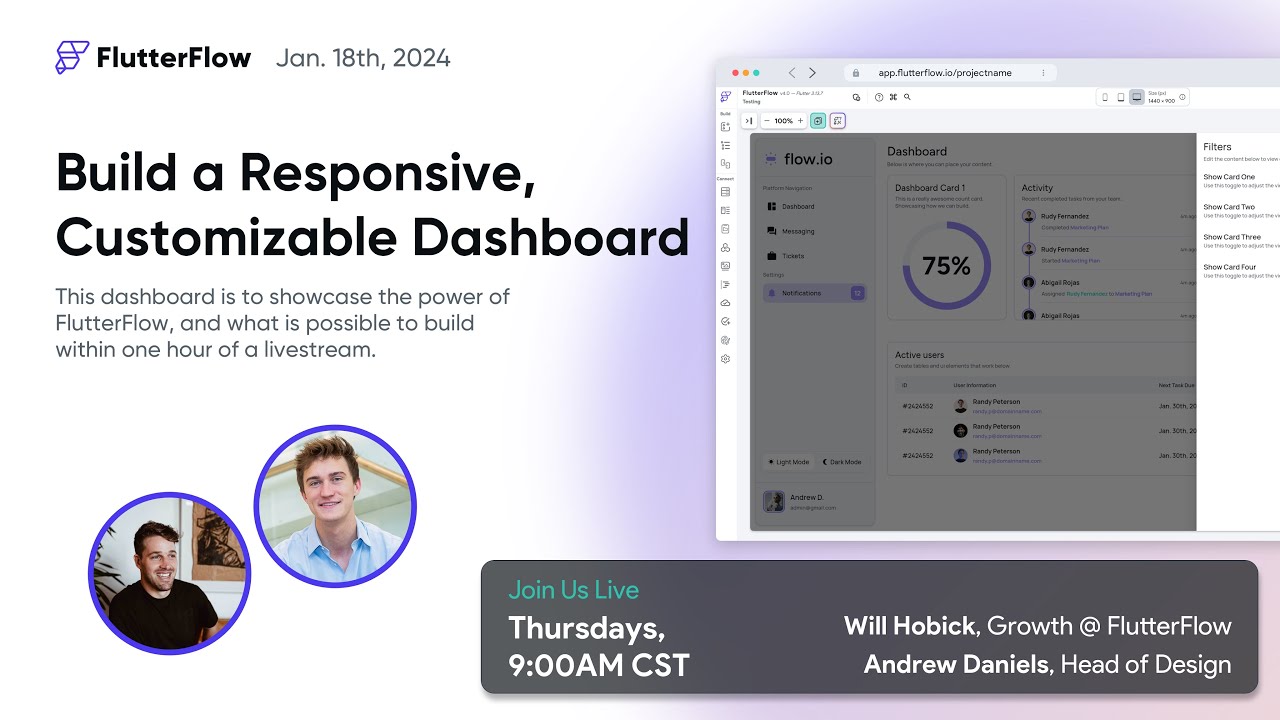 Live Building Responsive Dashboard in FlutterFlow