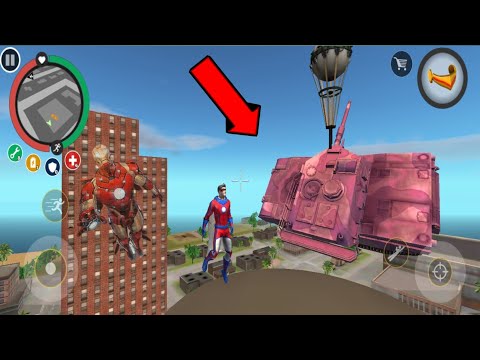 Rope Hero: vice town ( superhero Stoneman on army tank ) android Gameplay