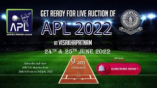 Live auction of APL 2022 // 24th & 25th june 2022 // Andhra Cricket Associan