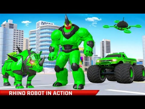 Rhino Robot Monster Truck Transform Robot Games | Android Gameplay