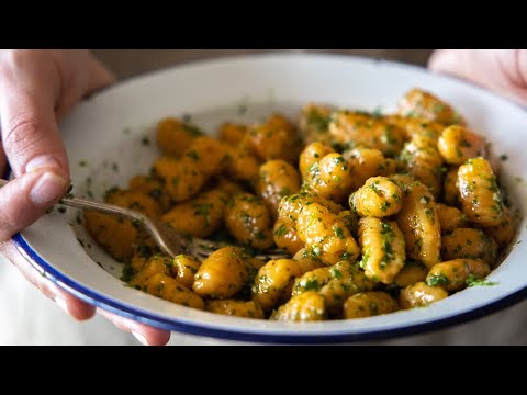 Vegan Sweet Potato Gnocchi With Garlic Parsley Sauce