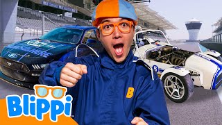 Blippi e Meekah Aprendem Sobre NASCAR! 🚗💨 Veículos e Carros com Blippi em Português