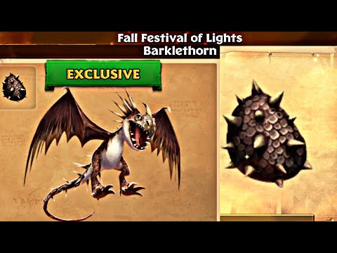 FALL FESTIVAL OF LIGHTS DRAGON "BARKLETHORN" Max Level 175 Titan Mode - Dragons: Rise of Berm