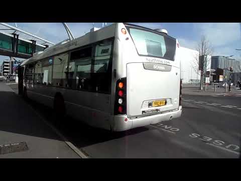 Scania Omnicity CN280UB Menzies(Heathrow) S18 YR10BFK on PEX Arrives & Leaves at Heathrow Terminal 3