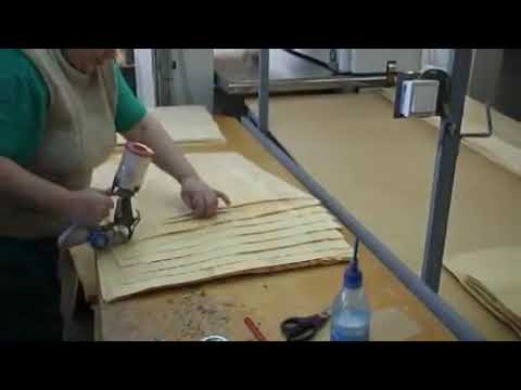 Как работает устройтво для ремонта и сшивки шпона KUPER KHL 1