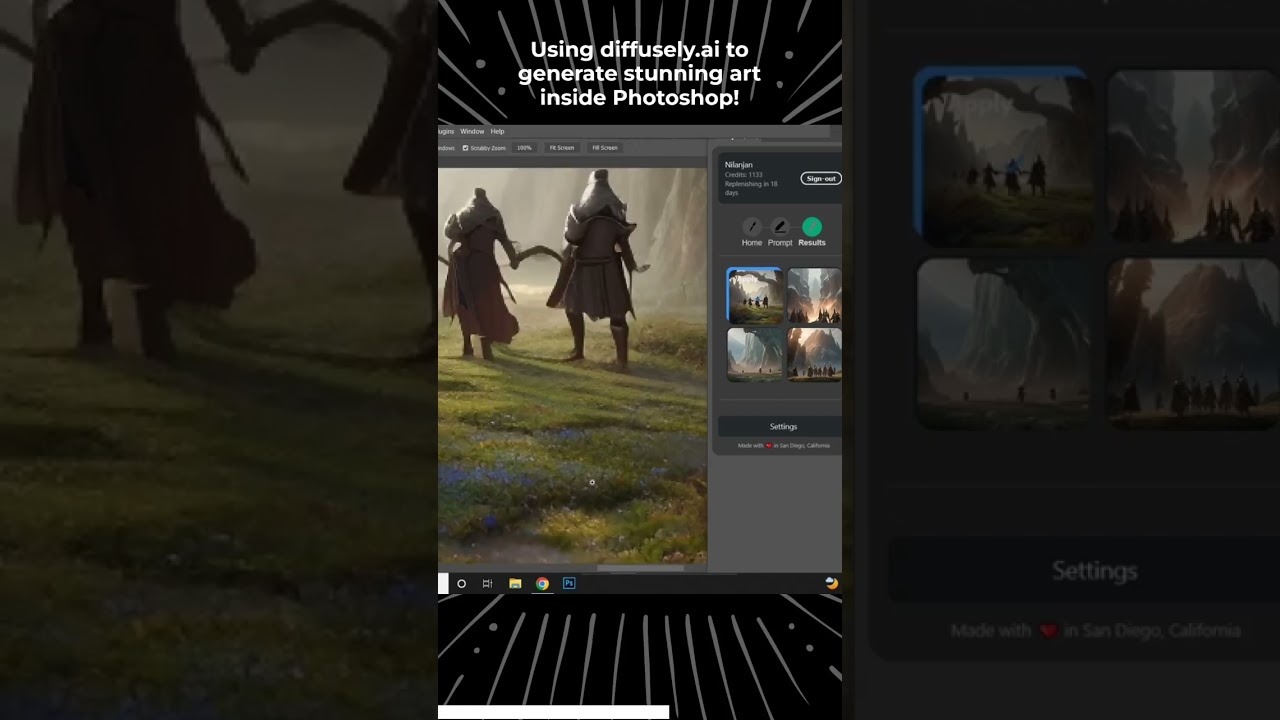 Generate stunning images in Photoshop using DIFFUSELY.AI #SHORTS