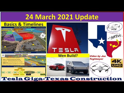 , title : 'Tesla Gigafactory Texas 24 March 2021 Cyber Truck & Model Y Factory Construction Update (07:45AM)'
