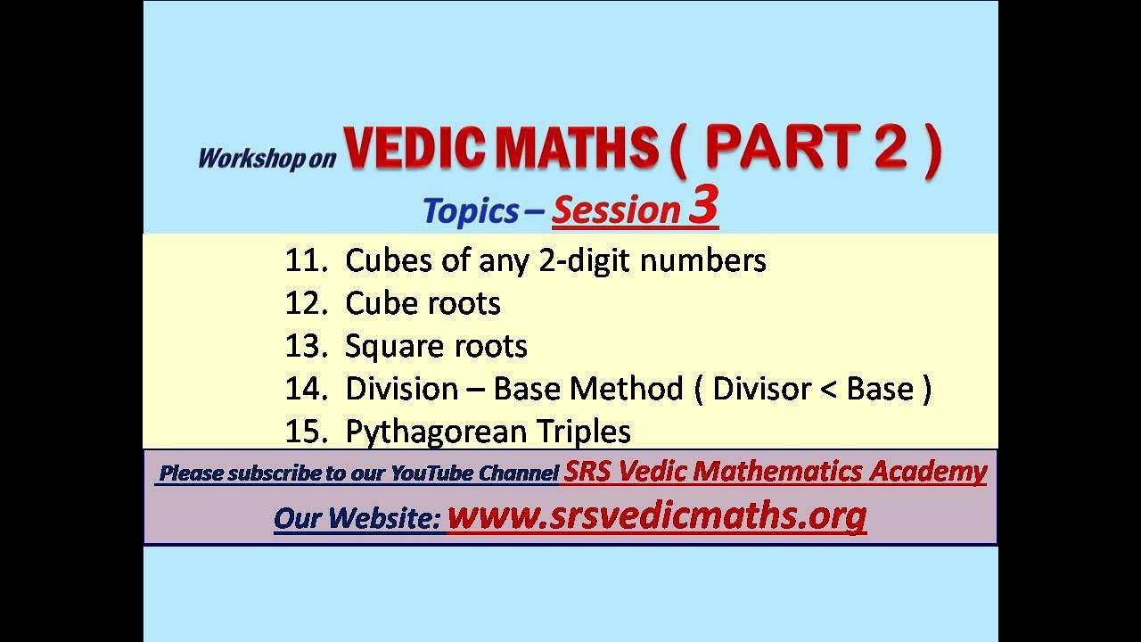 Vedic Maths - Part 2  Session 3 (based on new syllabus)
