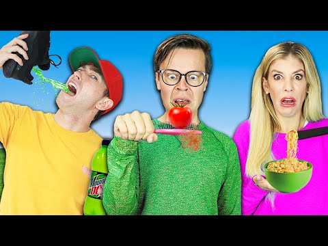 Real Food Vs Weird Utensils Challenge! Wins Game Master Mystery Gift
