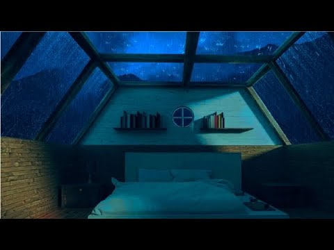 Heavy Rain and Thunder in Room with a Glass Roof-Sleep to Rain Sounds Surrounded by a Nature Scene