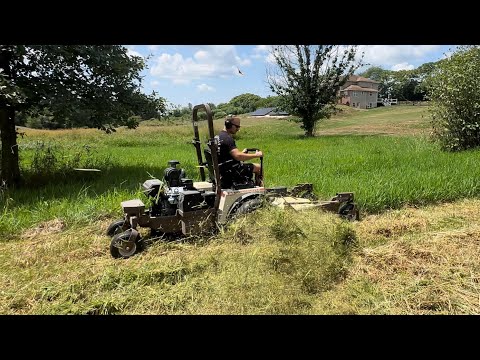 Grasshopper Mowing Tall Grass! Front Mount Zero Turn Mower [4K]