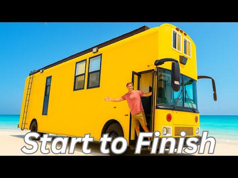 Couple Converts School Bus into Stunning Off-Grid Tiny Home | Full DIY Bus Life Build