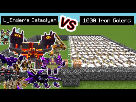 1000 iron golems Vs. Netherite Monstrosity and other L_Ender's Cataclysm Mobs in Minecraft Showcase