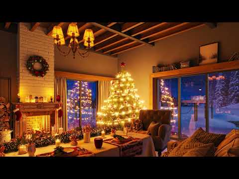 Instrumental Christmas Music with Crackling Fireplace | Cozy Christmas Music Ambience