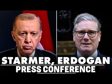 British PM Keir Starmer and Turkish President Tayyip Erdogan addresses news briefing in Ankara