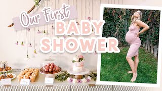 Download the video "OUR FIRST BABY SHOWER | DIY Boho Floral Decor, Games & Healthy Snacks!"