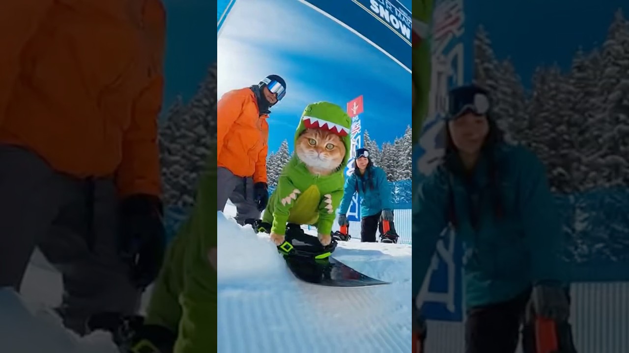 スノーボーダーにゃんこ、この猫プロでした🐱🏂 #猫動画 #猫あるある #猫のいる暮らし #catlover #catlife