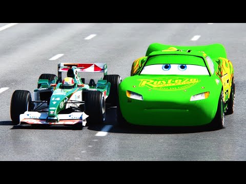 Lightning McQueen Green Edition vs Jaguar F1 2004 - Drag Race 20 KM