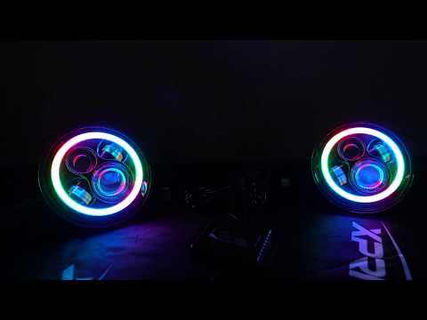 Xprite 7" 80W CREE LED Headlights With RGB Chasing Halo
