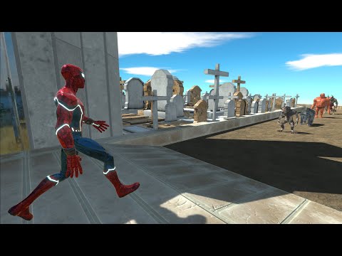 SPIDER MAN GRAVEYARD DEATH RUN - Animal Revolt Battle Simulator