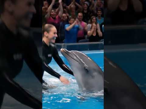 Cinematic Dolphin Splash in Indoor Pool | Jessica’s Slow-Motion Dive & Ride#viral #ytshorts #jessica