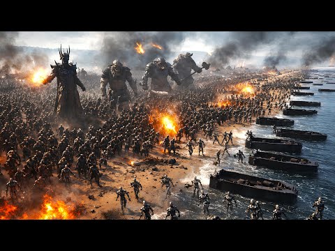 T-800 Terminators Storm Omaha Beach vs Sauron & His Army - Ultimate Epic Battle Simulator 2