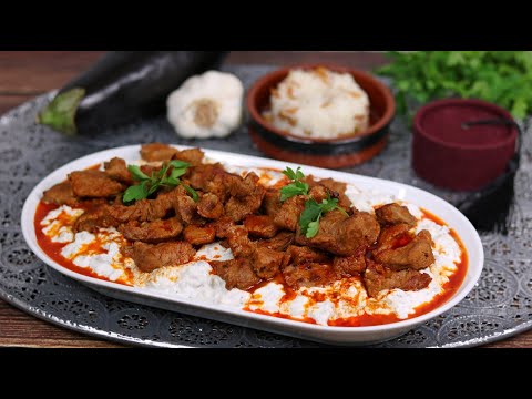 TRADITIONAL TURKISH FOOD - ALINAZIK KEBAB - Lamb with aubergine cream