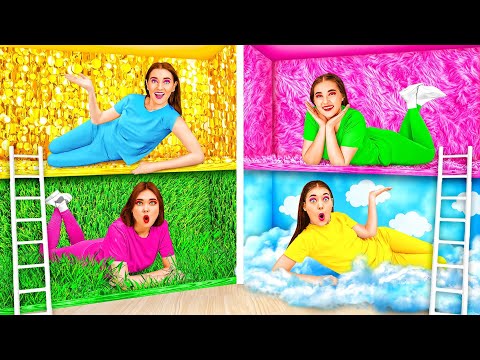 Geheime Räume Unter dem Bett Vier Farben Challenge | Lustige Situationen von HAHANOM Challenge