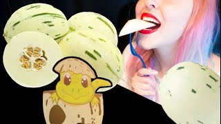 ASMR: Super Crunchy Dinosaur Melon! | NEW Melon?? ~ Relaxing Eating Sounds [No Talking|V] 😻