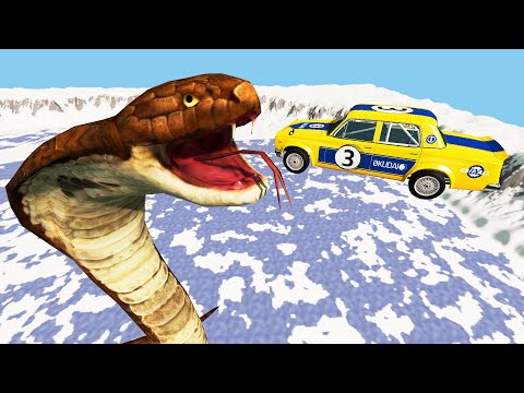 Falls Into Frozen Lake With Cobras - Beamng Drive | TrainWorld