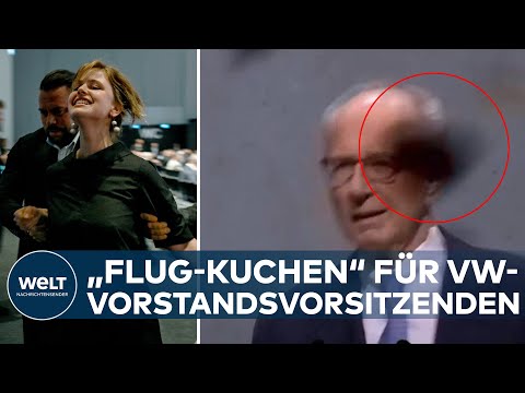 KUCHENATTACKE auf Chef-Kontrolleur Pötsch: Klimaaktivisten stürmen VW-Hauptversammlung