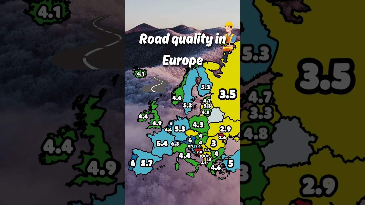 Road Quality in Europe #map #europe #road #roadtrip #european #mapping #germany #france #spain #uk