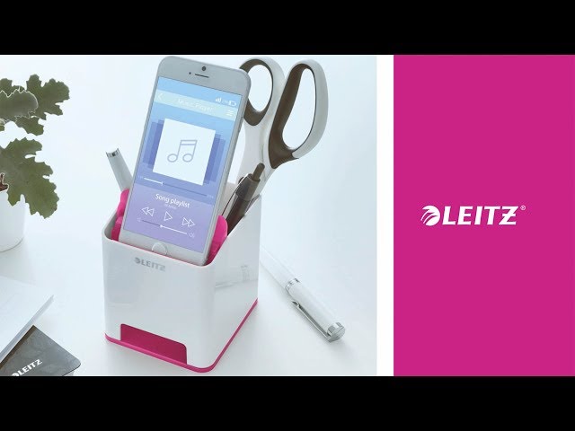 Suporte Porta Lapis Leitz Sound Wow Dual Fucsia Metalizado 90X100X101 MM 53631023 - vídeo 1