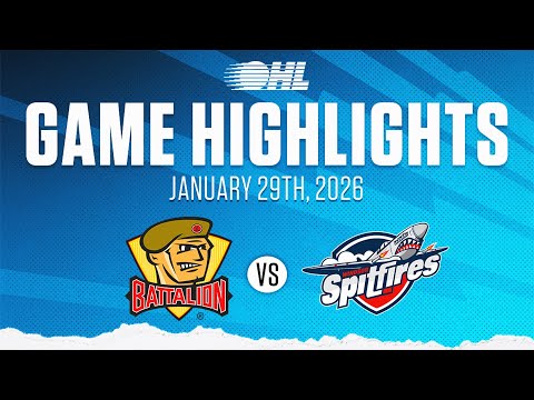 OHL Highlights: North Bay Battalion @ Windsor Spitfires, Jan 29, 2026