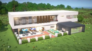 Minecraft: How To Build a Large Modern House Tutorial(#35) | 마인크래프트 건축, 대형 모던하우스, 인테리어