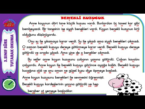 3.Sınıf Süre Tutarak Okuma Çalışması -2 I Benekli Kuzucuk  Metni I 111  Kelime