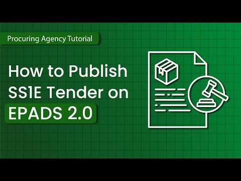 How to Publish Single Stage One Envelope tender on EPADS 2.0