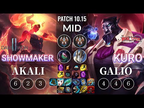 DWG ShowMaker Akali vs KT Kuro Galio Mid - KR Patch 10.15
