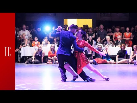  Fernando Carrasco  and  Valeria Maside  are  dancing  to  the  tango  "  Nochero Soy  "  by  Osvaldo Pugliese  at  Antwerpen Tango Festival  in  2019